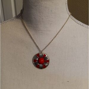 Red & Silver Pendant Necklace